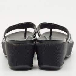 Prada Black Patent Leather Platform Thong Sandals Size 38