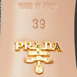 Prada Black Saffiano Patent Leather Round Toe Pumps Size 39