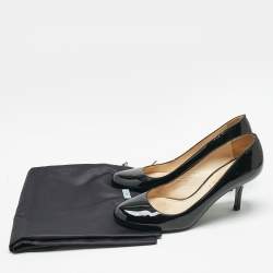 Prada Black Patent Leather Round Toe Pumps Size 36