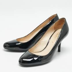 Prada Black Patent Leather Round Toe Pumps Size 36