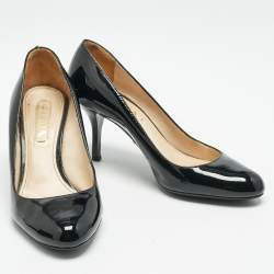 Prada Black Patent Leather Round Toe Pumps Size 36