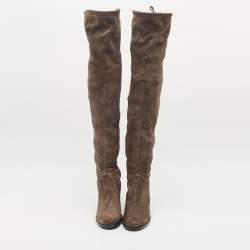 Stuart Weitzman Dark Grey Suede Lowland Over The Knee Boots Size 40