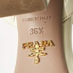 Prada Cream/Blue Patent Leather Ankle Strap Sandals Size 36.5
