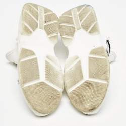 Prada White Logo Knit Fabric Low Top Sneakers Size 37