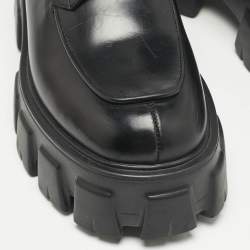 مملوكة مسبقًا Prada Black Leather Monolith Platform Lace Up Derby Size 36