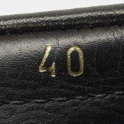 Prada Black Leather Bow Logo Embellished Slip On Loafers Size 40