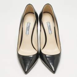 Prada Black Patent Leather Pointed Toe Pumps Size 36
