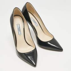 Prada Black Patent Leather Pointed Toe Pumps Size 36