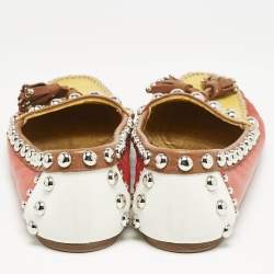 Prada Multicolor Leather Studded Tassel Slip On Loafers Size 38