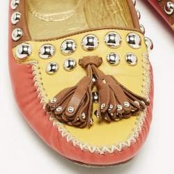 Prada Multicolor Leather Studded Tassel Slip On Loafers Size 38
