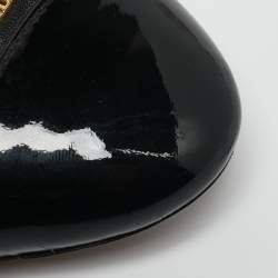 Pre Owned Prada Black Leather and Patent Leather Cap Toe Bow Ballet Flats Size 38