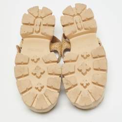 Prada Beige Raffia Monolith Platform Sandals Size 40