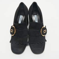 Prada Black Suede Fringe Pumps Size 38.5