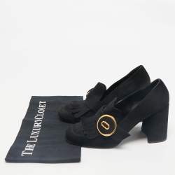 Prada Black Suede Fringe Pumps Size 38.5