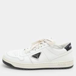 Prada White Leather Downtown Low-Top Sneakers Size 38