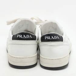 Prada White Leather Downtown Low-Top Sneakers Size 38