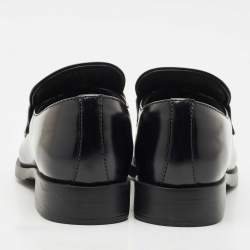 Prada Black Brushed Leather Slip On Loafers Size 37.5