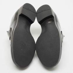 Prada Black Brushed Leather Slip On Loafers Size 37.5