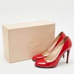 Prada Red Patent Leather Pointed Toe Pumps Size 39