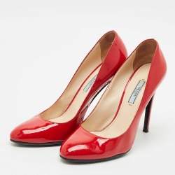Prada Red Patent Leather Pointed Toe Pumps Size 39