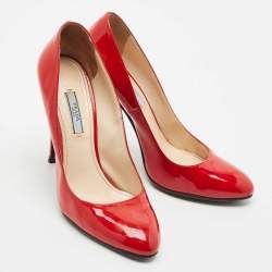 Prada Red Patent Leather Pointed Toe Pumps Size 39