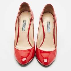 Prada Red Patent Leather Pointed Toe Pumps Size 39