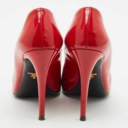 Prada Red Patent Leather Pointed Toe Pumps Size 39
