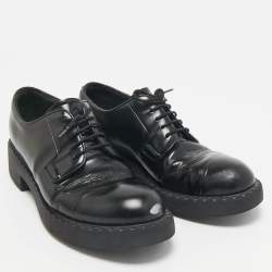 Prada Black Leather Lace Up Derby Shoes Size 38