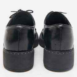Prada Black Leather Lace Up Derby Shoes Size 38