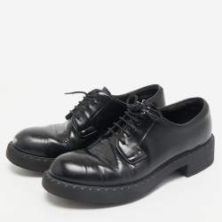 Prada Black Leather Lace Up Derby Shoes Size 38