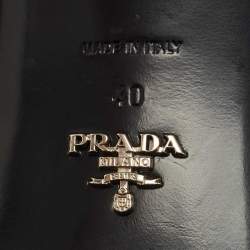 Prada Metallic Silver Leather and Ostrich Feather Ankle Strap Sandals Size 40