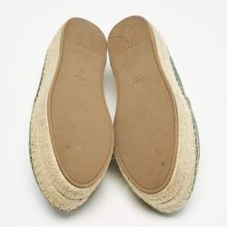 Prada Green Leather Logo Platform Espadrilles Size 39