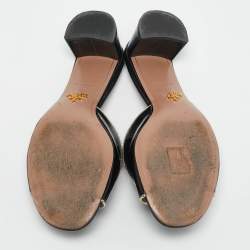 Prada Black Patent Leather Logo Slide Sandals Size 36