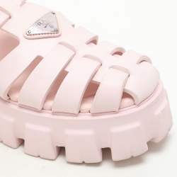 Prada Pink Rubber Monolith Slingback Sandals Size 40