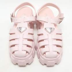 Prada Pink Rubber Monolith Slingback Sandals Size 40