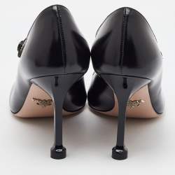 Prada Black Leather Pointed Toe Mary Jane Pumps Size 35.5