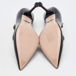 Prada Black Leather Pointed Toe Mary Jane Pumps Size 35.5