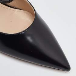 Prada Black Leather Pointed Toe Mary Jane Pumps Size 35.5