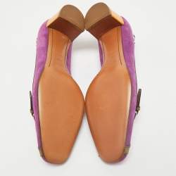 Prada Multicolor Leather and Suede Block Heel Pumps Size 38.5