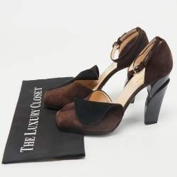 Prada Brown Suede Mary Jane Pumps Size 38.5