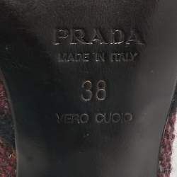 Prada Burgundy Tweed Crystal Embellished Slingback Pumps Size 39
