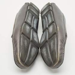 Prada Dark Grey Saffiano Leather Slip On Loafers Size 38