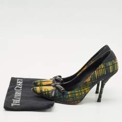 Prada Multicolor Fabric Bow Pointed Toe Pumps Size 38.5