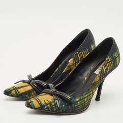 Prada Multicolor Fabric Bow Pointed Toe Pumps Size 38.5