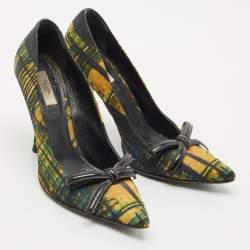 Prada Multicolor Fabric Bow Pointed Toe Pumps Size 38.5