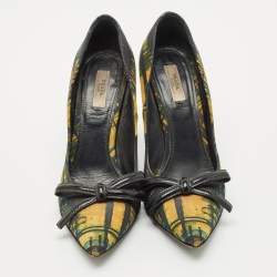 Prada Multicolor Fabric Bow Pointed Toe Pumps Size 38.5