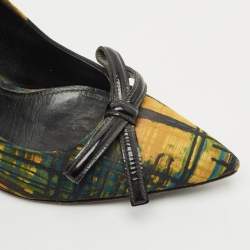 Prada Multicolor Fabric Bow Pointed Toe Pumps Size 38.5