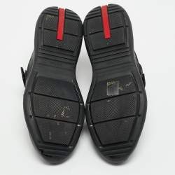Prada Black Leather and Mesh Slip On Sneakers Size 41