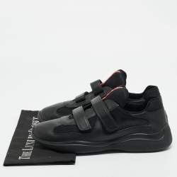 Prada Black Leather and Mesh Slip On Sneakers Size 41
