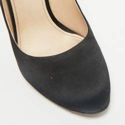 Prada Black Satin Round Toe Pumps Size 38.5